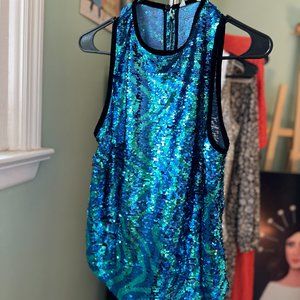Zara blue sequin top L